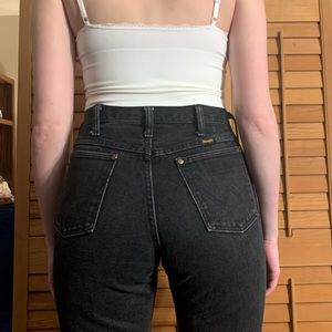 Vintage High Waisted Black Jeans Wrangler 29”